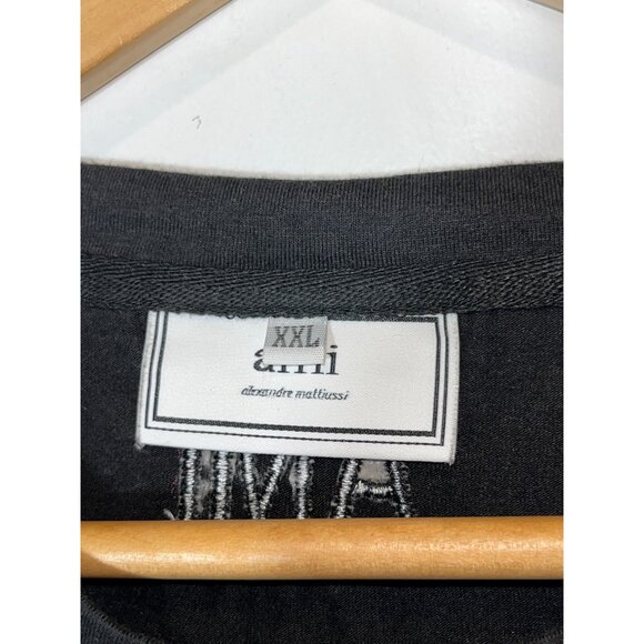 AMI  Black Big Ami Logo Crewneck  T Shirt Men  Black  size  XXL - Picture 5 of 9